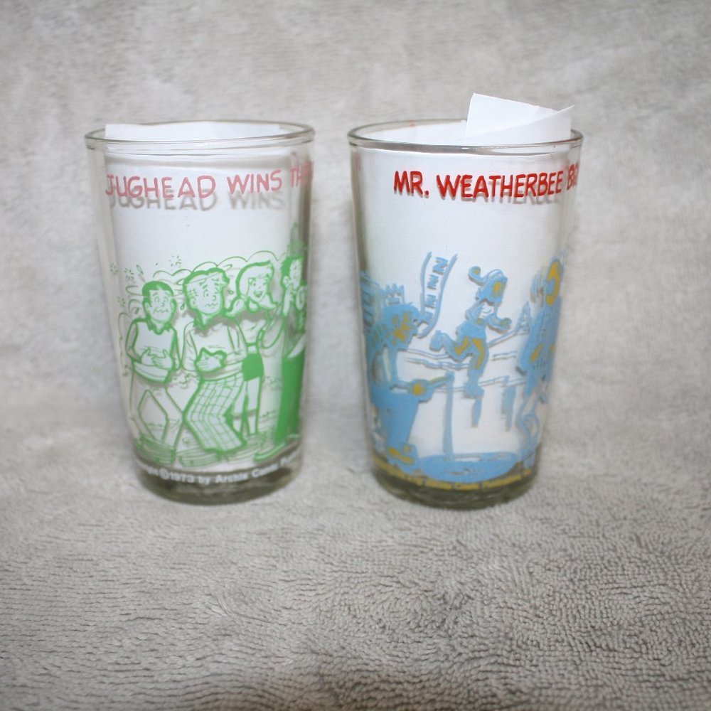 Two Archie Comics Glasses, Jelly Jars.